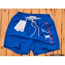 Print Mid Length Swim Trunks Electric Blue