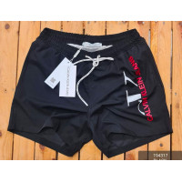 Print Mid Length Swim Trunks Black