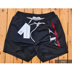Print Mid Length Swim Trunks Black